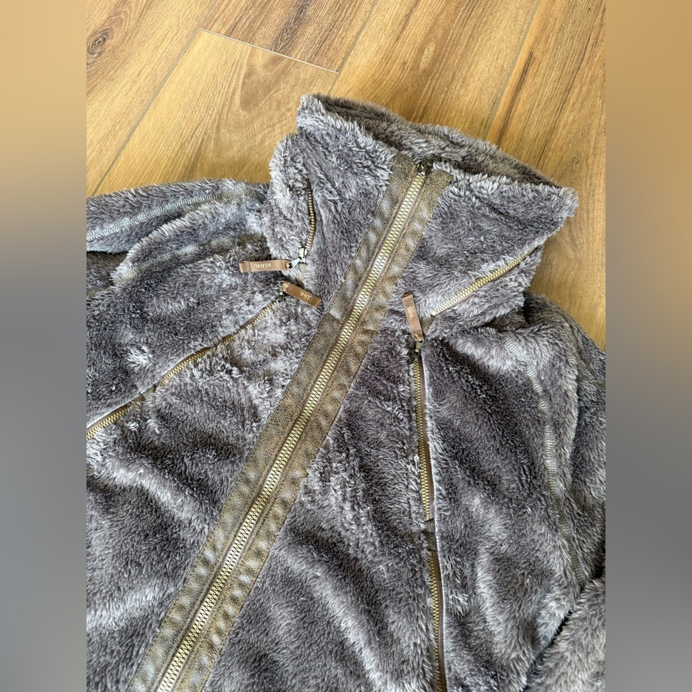 Kuhl Flight Jacket Women's Size XL Hooded Brown Sherpa Fleece Full-Zip - Picture 2 of 10